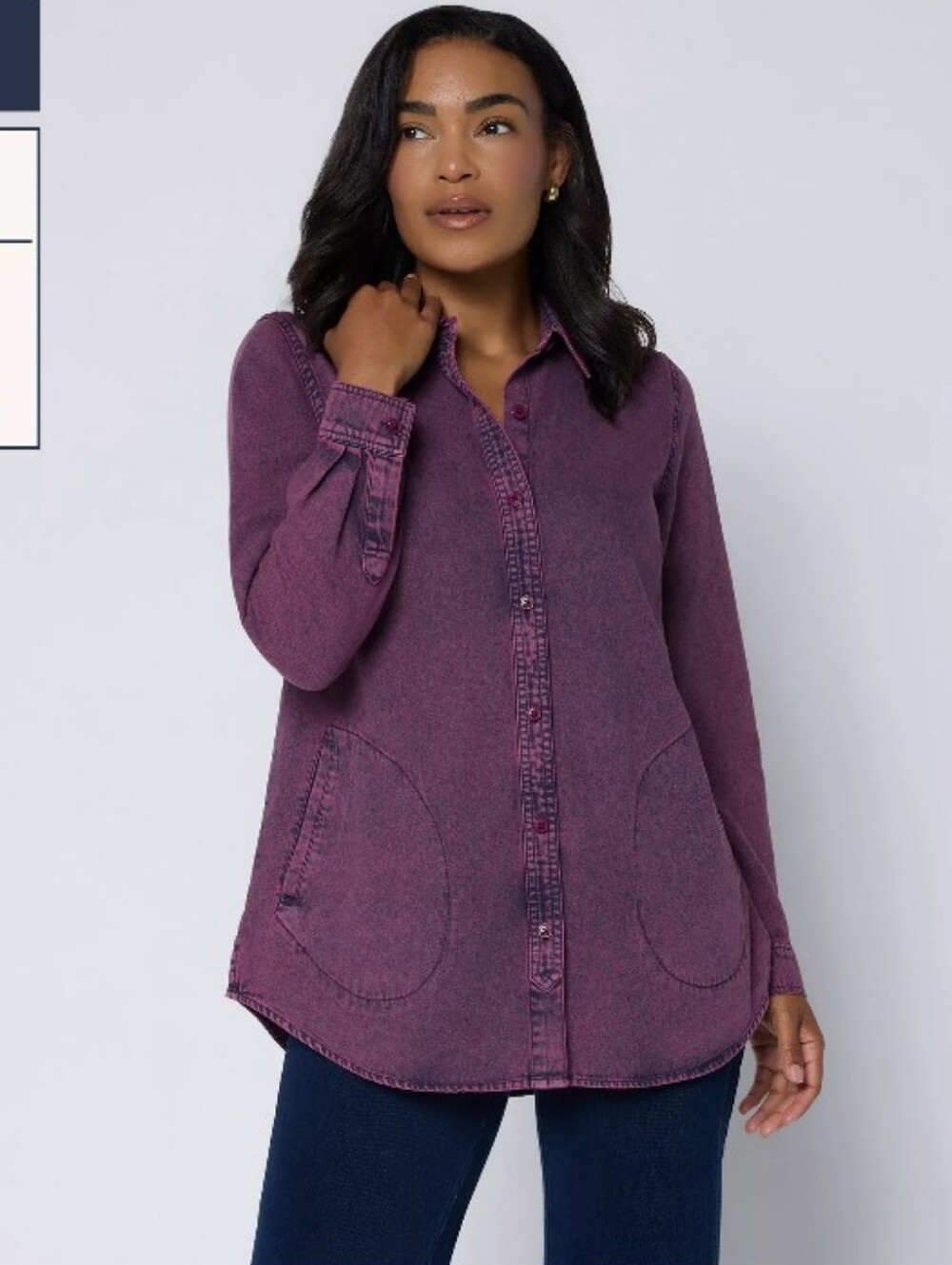 Joan Rivers Regular Vintage Washed Boyfriend Fit Shirt- M